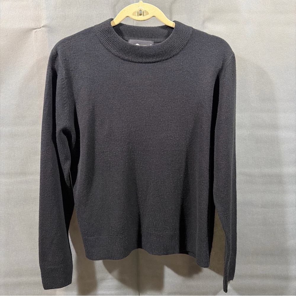 Vintage Sag Harbor Sweater Womens Petite Large Gray Mock Neck Long Sleeve